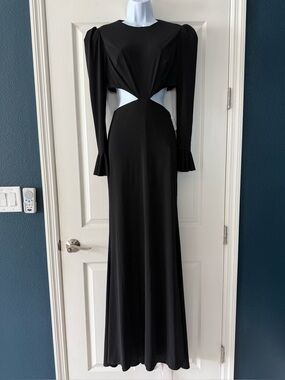 NWT Ieena for Mac Duggal Cutout Long Sleeve Gown Black 4